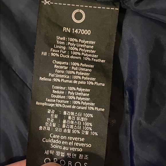 Orobo’s Long Women's Black Puffer Coat with Belted Waist. Size M. Navy/Black. - Picture 12 of 16